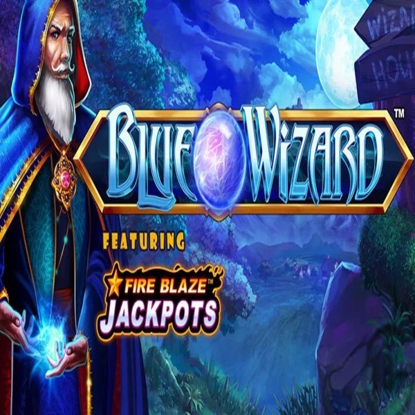 Blue Wizard Fire Blaze Jackpots slot visual from Rarestone Gaming available on highflybetcasino.eu