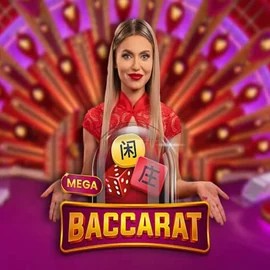 Mega Baccarat online game logo by Pragmatic Play on highflybetcasino.eu